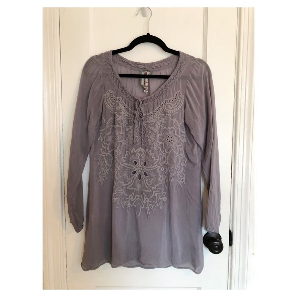Johnny Was Embroidered Tunic Rayon Blouse